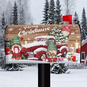 1pc Merry Christmas Country Holiday Gnomes Magnetic Mailbox Cover